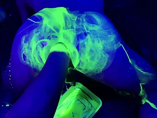 Twosome bottom fisting sluts, take it up the arse with special UV Lube